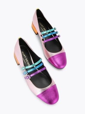 Kurt Geiger Metallic Leather Pierra Mary Janes Strappy Shoes sz 10 US / 40 UK